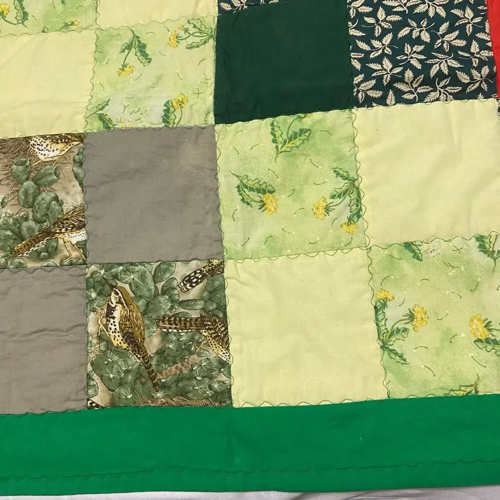 Baby Blanket Farm Animals Birds Green Border & Background Lap Blanket Handmade